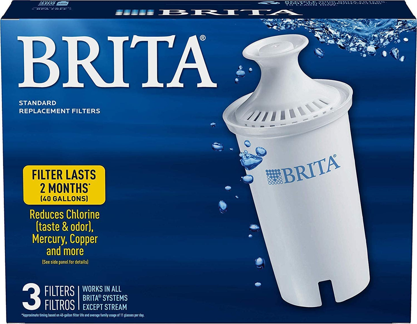 Brita Pitcher Replacement Filter 3 Standard Pitcher Filters