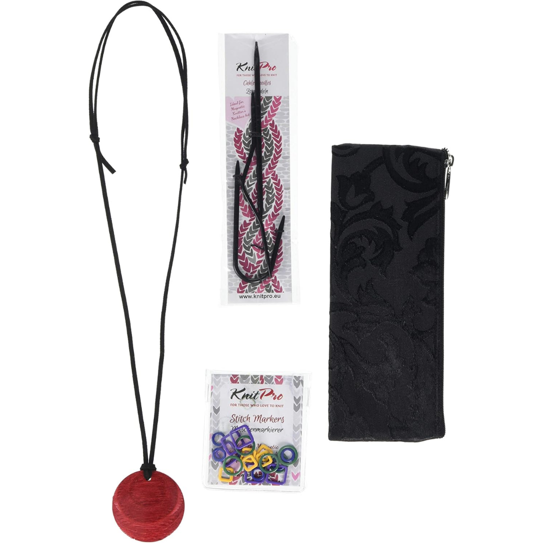KnitPro Magnetic Knitter's Necklace Kit, Cherry Berry (35016)