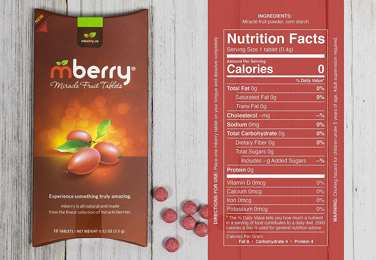 mberry Miracle Fruit Tablets, Berry Flavor, 10 Count