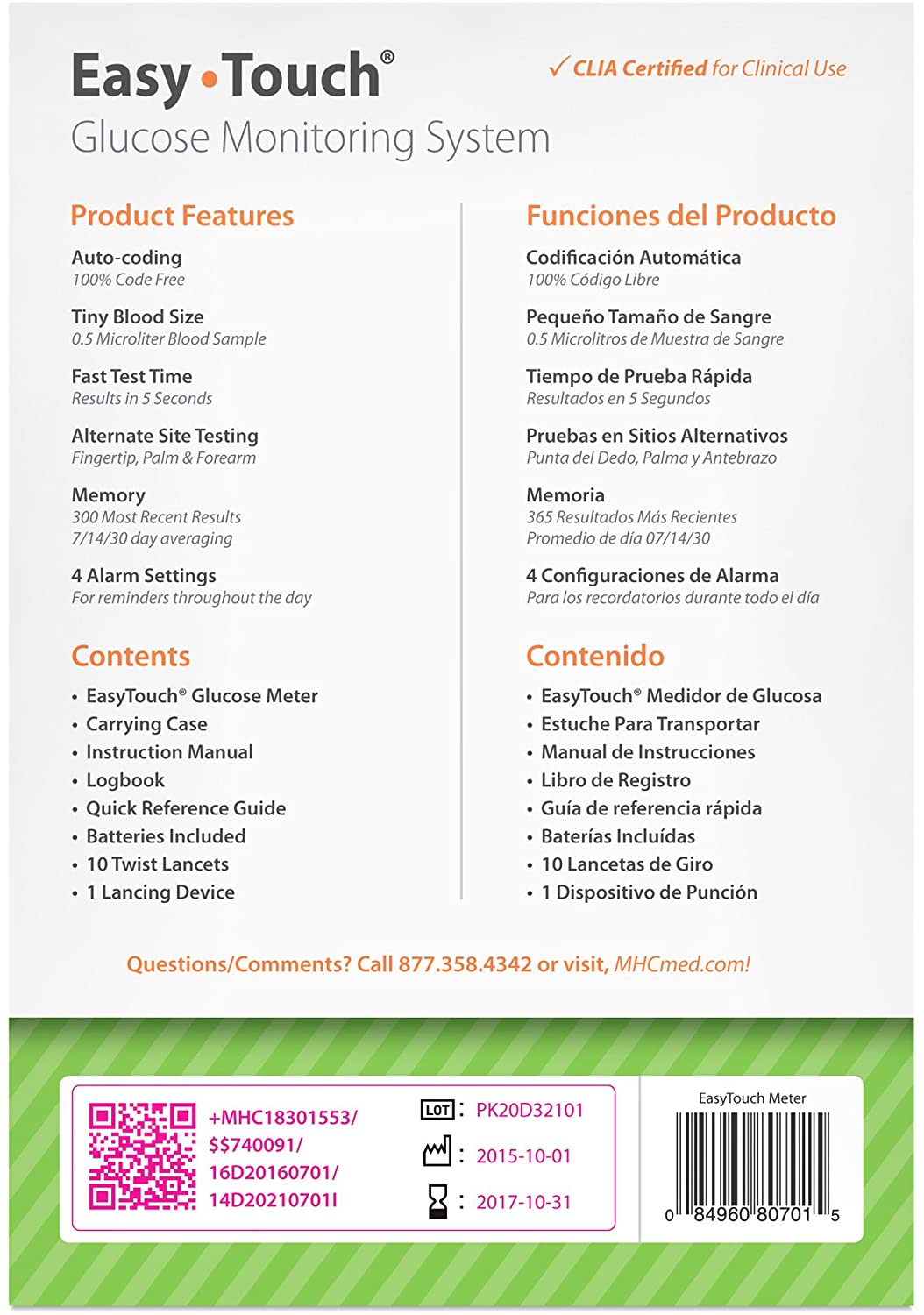 EasyTouch Glucose Monitoring System Includes 10 Twist Lancets and 1 Lancing Device (807001)