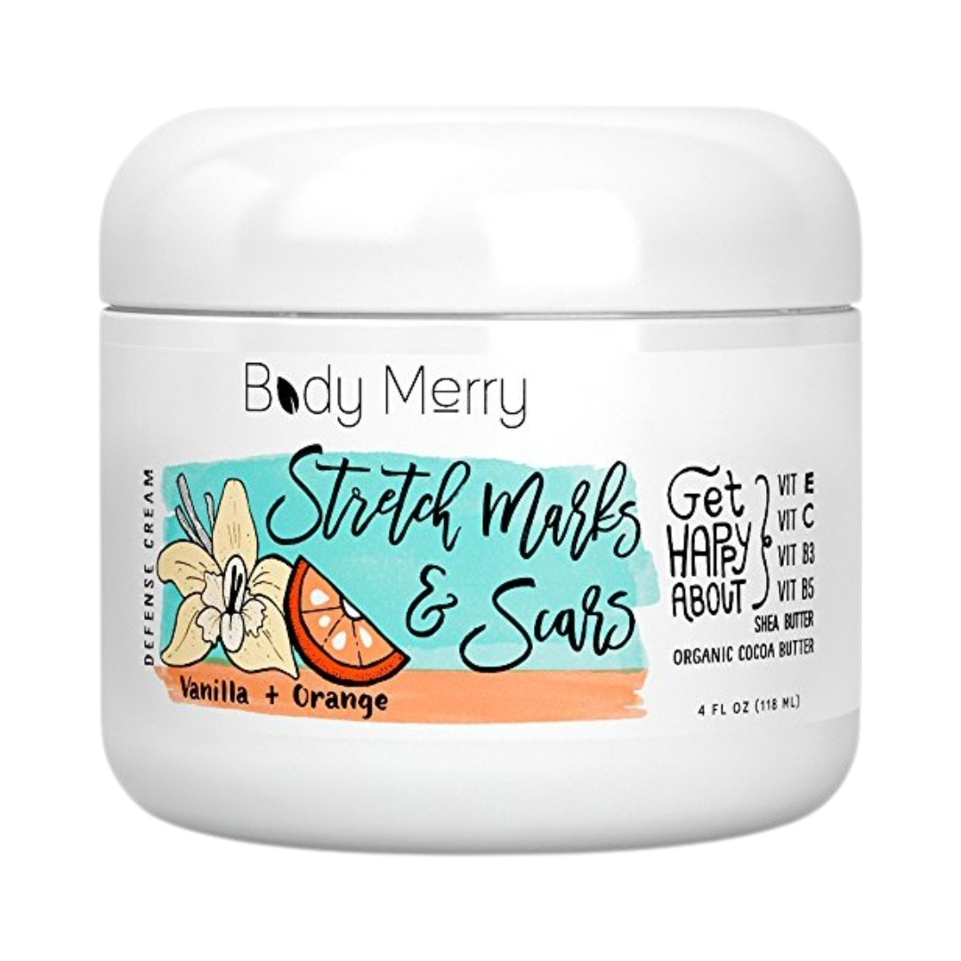 Body Merry Stretch Marks & Scars Vanilla + Orange Defense Cream, 4 oz / 118 ml
