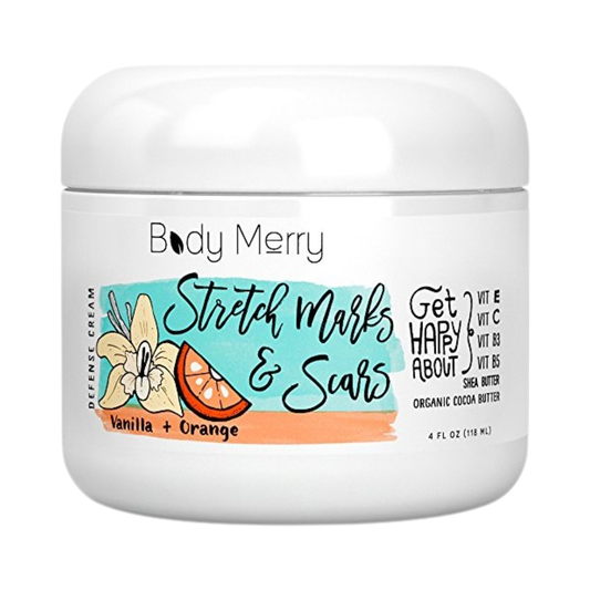 Body Merry Stretch Marks & Scars Vanilla + Orange Defense Cream, 4 oz / 118 ml