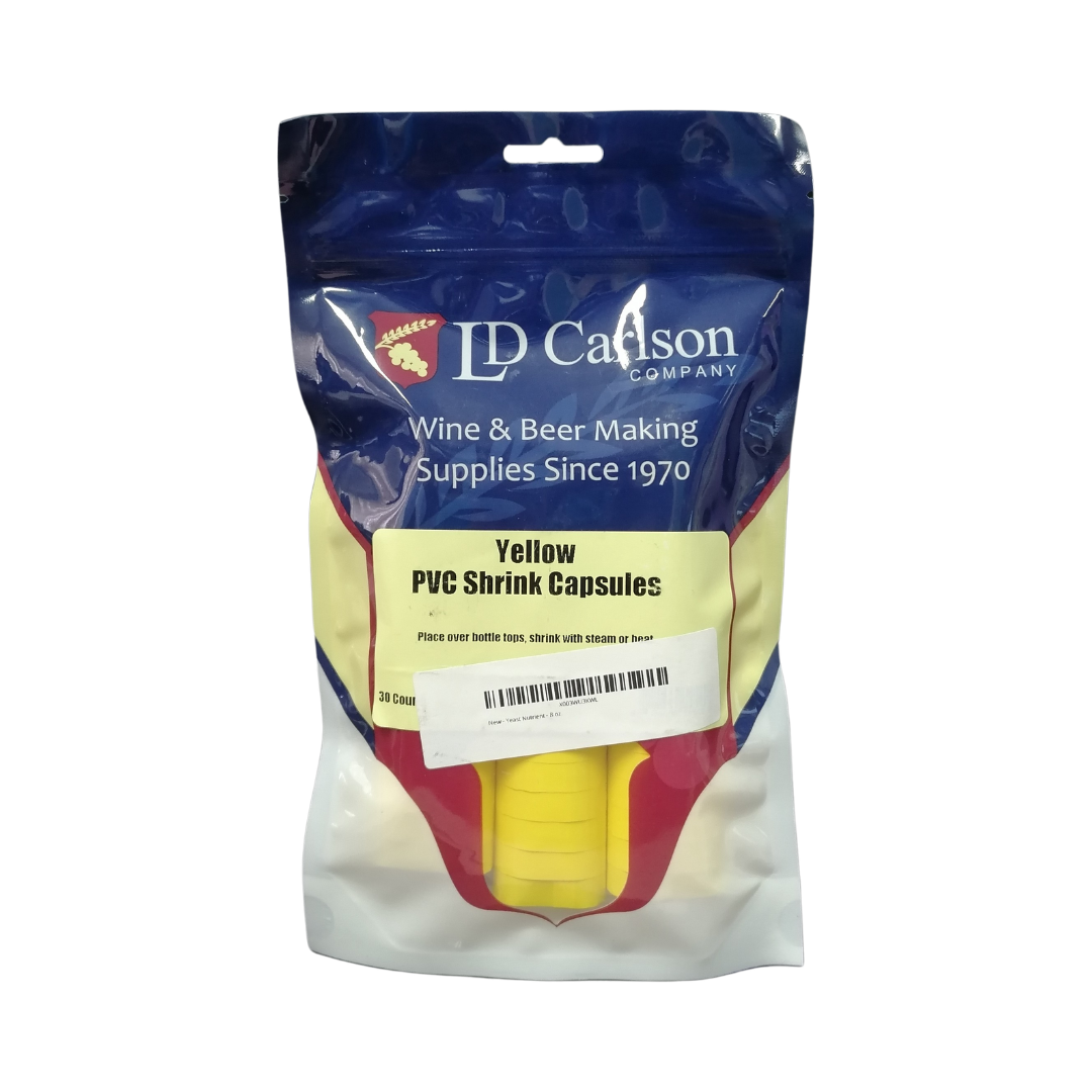 LD Carlson Yellow PVC Shrink Capsules, 30 Count
