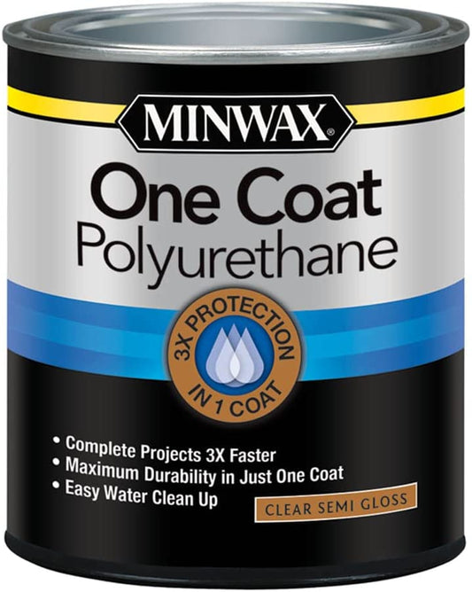 Minwax One Coat Polyurethane Clear Semi-Gloss 1qt/946ml