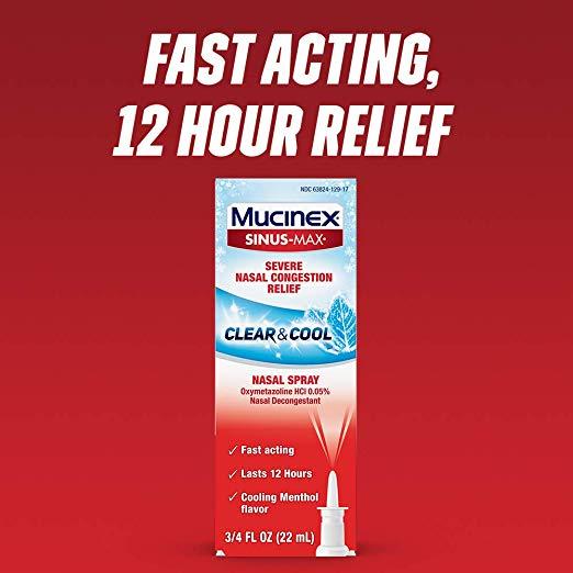 Mucinex Sinus-Max Nasal Spray Clear & Cool - 3.4 fl.oz 22 ml