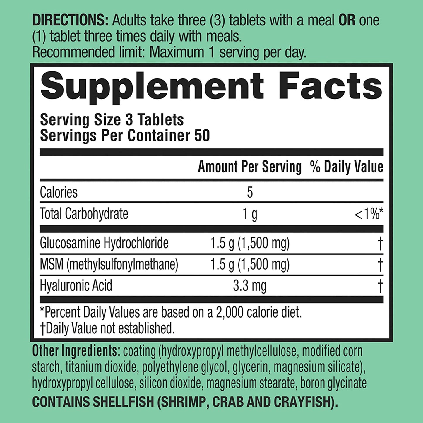 Schiff Glucosamine 1500mg Plus MSM and Hyaluronic Acid, 150 Tablets