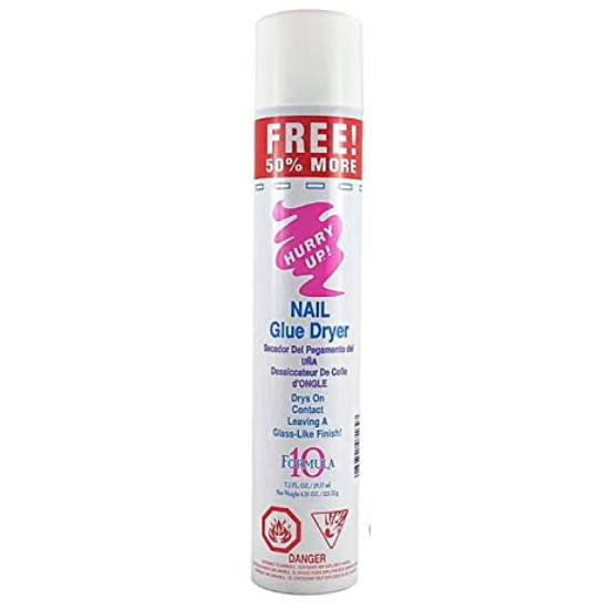 Hurry Up Nail Glue Dryer Finish 10 Formula Dries On Contact Leaving A Glass-Like Finish, 7.2 fl.oz / 29.57ml