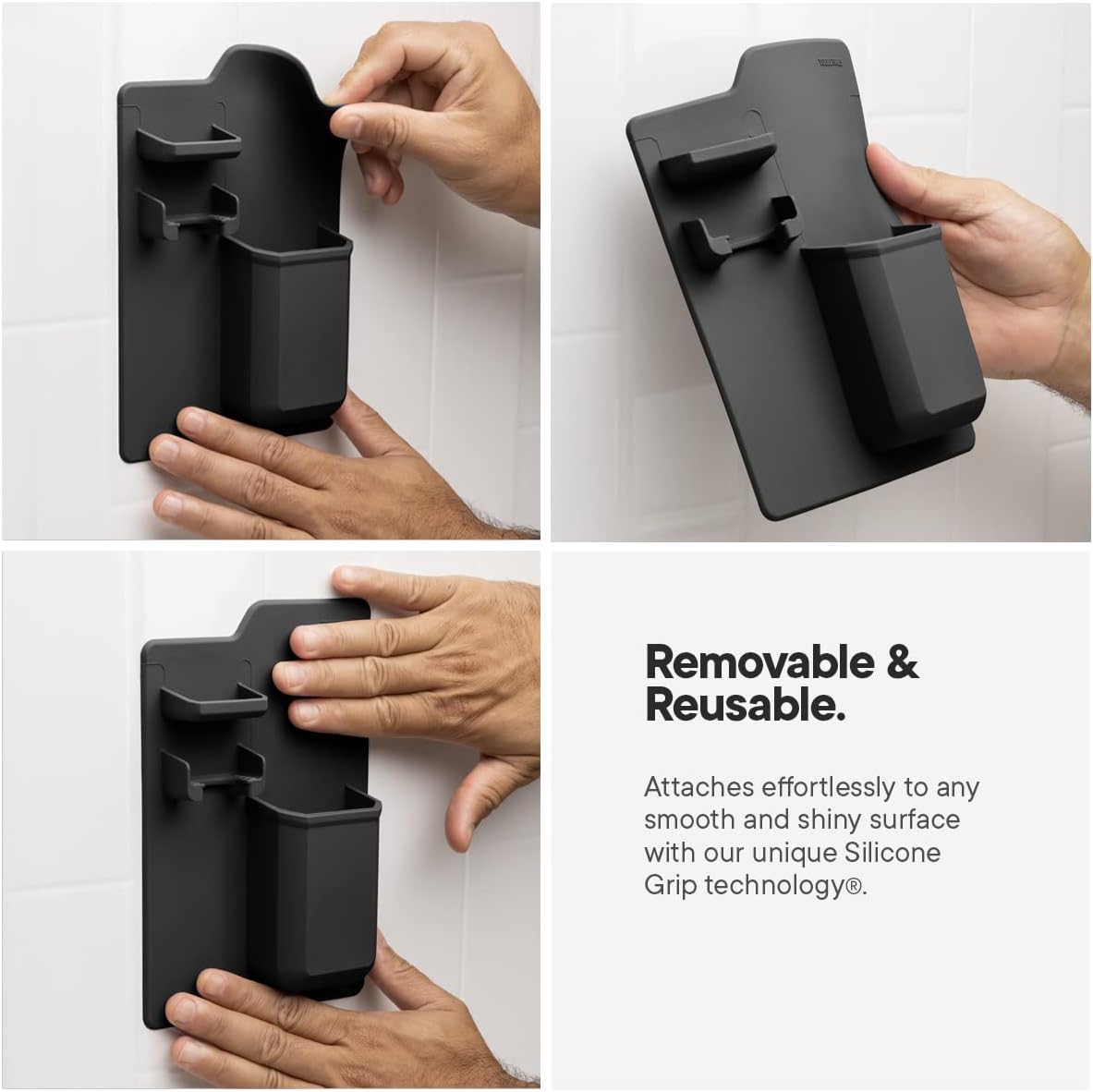 TOOLETRIES Harvey & Oliver Set Shower Mirror & Toothbrush Holder - Charcoal