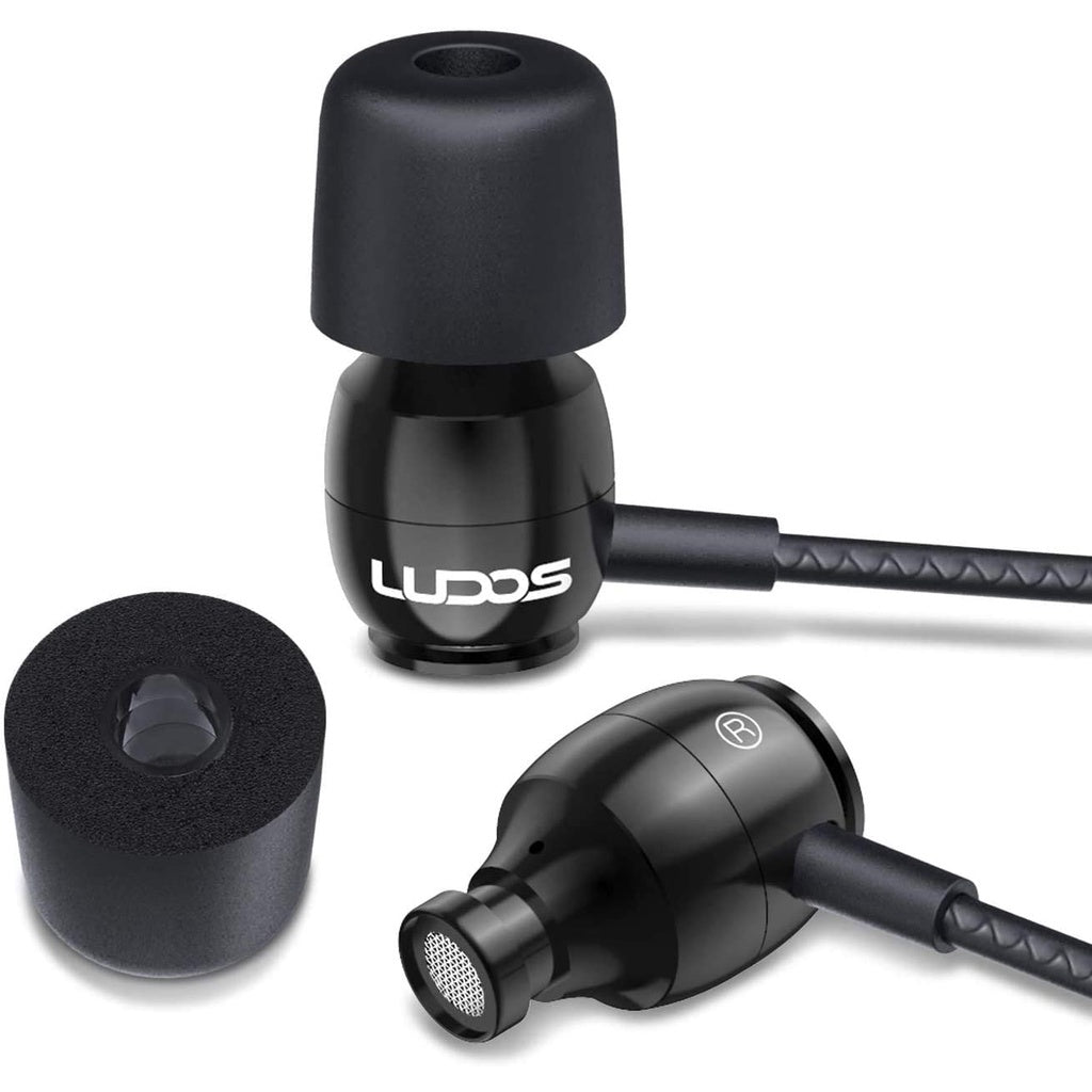 LUDOS Clamor Earbuds, Wired Headphones with Microphone and Ear Bud Tip Replacements, Universal