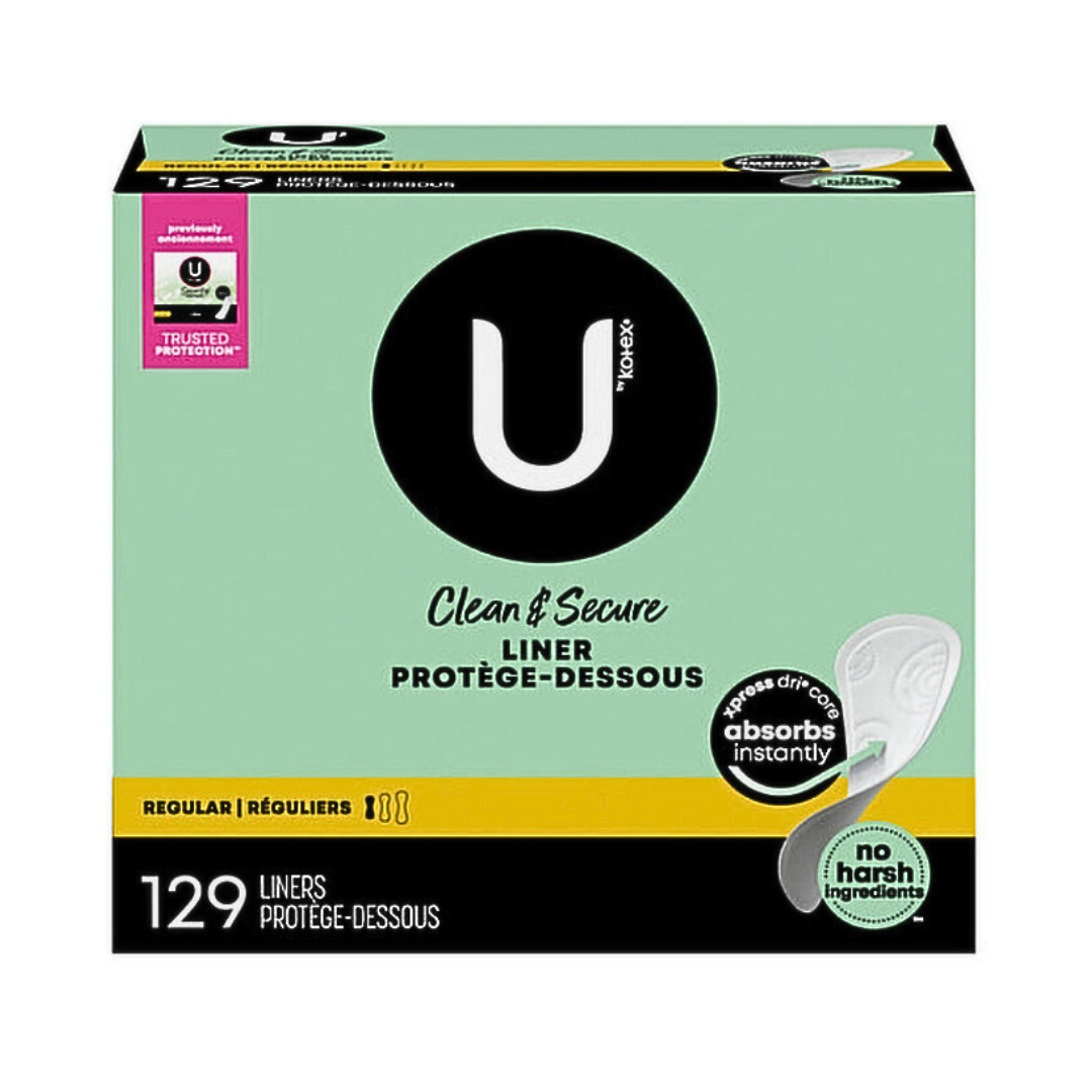U by Kotex Clean & Secure Liner Protege-Dessous - Regular (129 Liners)