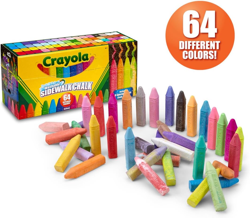 Crayola Washable Sidewalk Chalk 64 Different Colors (Includes 8 Special Effects Chalk Colors)