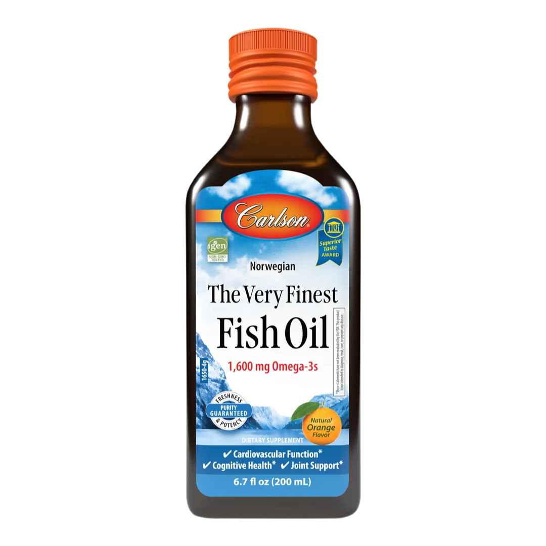Carlson Norwegian The Very Finest Fish Oil 1,600 mg Omega-3s Orange Flavor, 6.7 oz / 200 ml