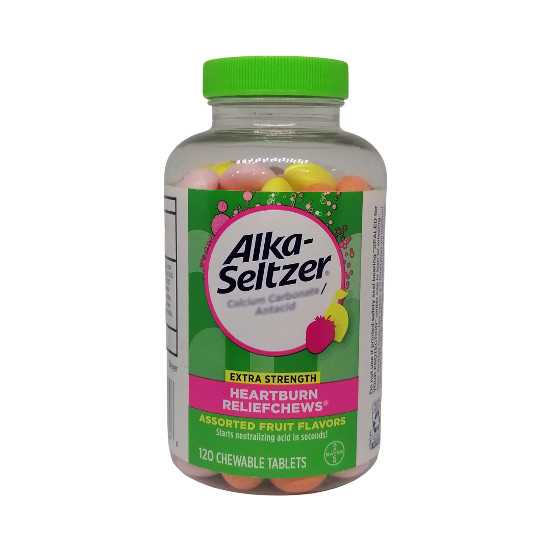 Alka-Seltzer Extra Strength Acid Neutralizer Assorted Fruit Flavors, 120 Tablets
