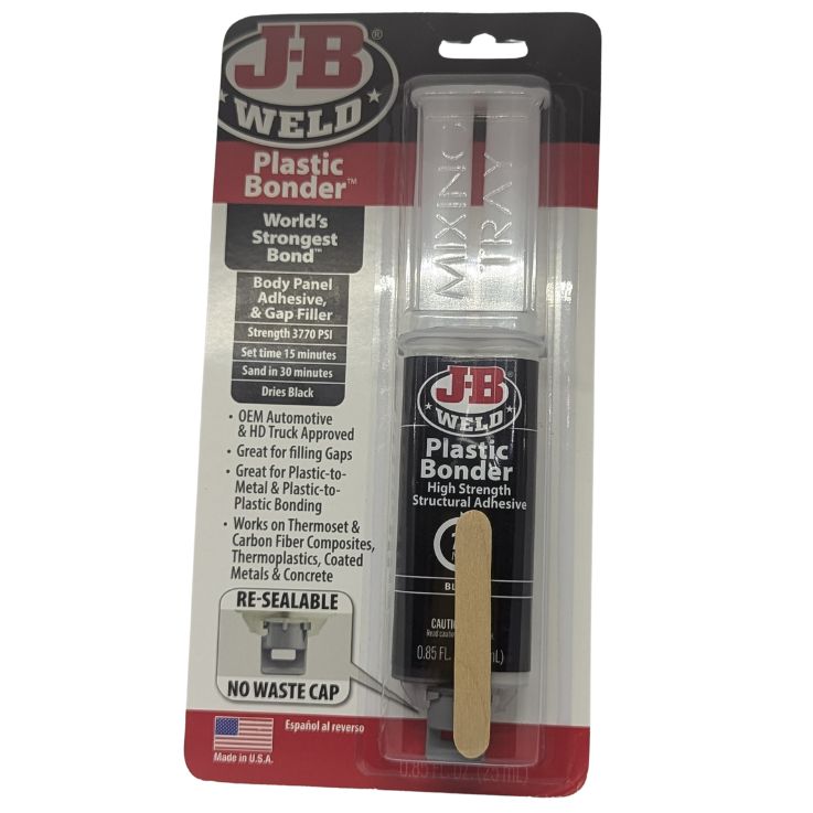 J-B Weld 50139 Plastic Bonder Body Panel Adhesive and Gap Filler Syringe, Black, 25 ml