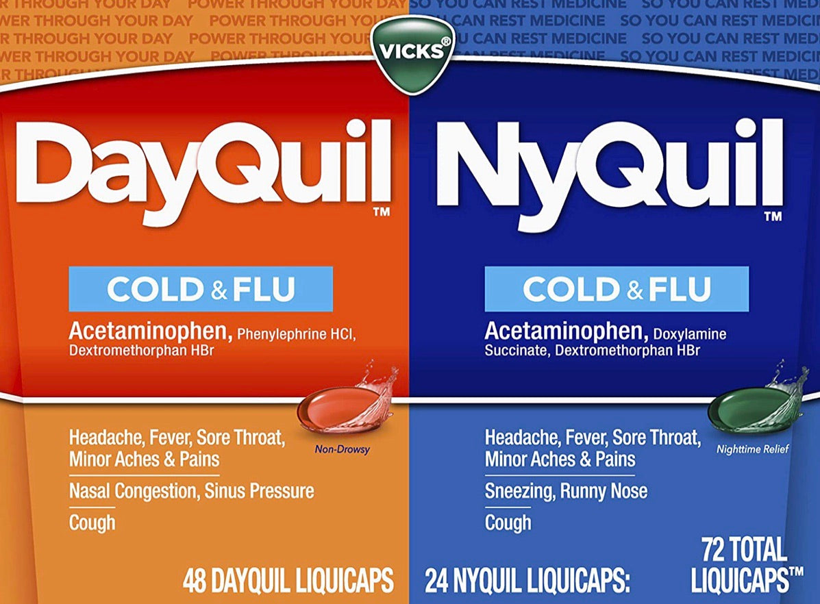 Vicks DayQuil & NyQuil Cough, Cold & Flu Relief 72 LiquiCaps (48 DayQuil, 24 NyQuil)