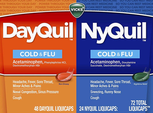 Vicks DayQuil & NyQuil Cough, Cold & Flu Relief 72 LiquiCaps (48 DayQuil, 24 NyQuil)