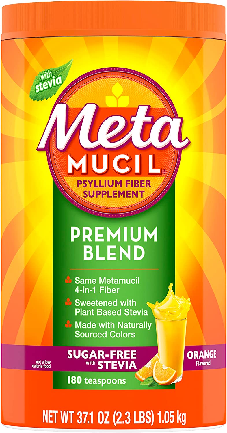 Metamucil Psyllium Fiber Powder Supplemet Premium Blend With Stevia Orange Flavor - 1.05kg