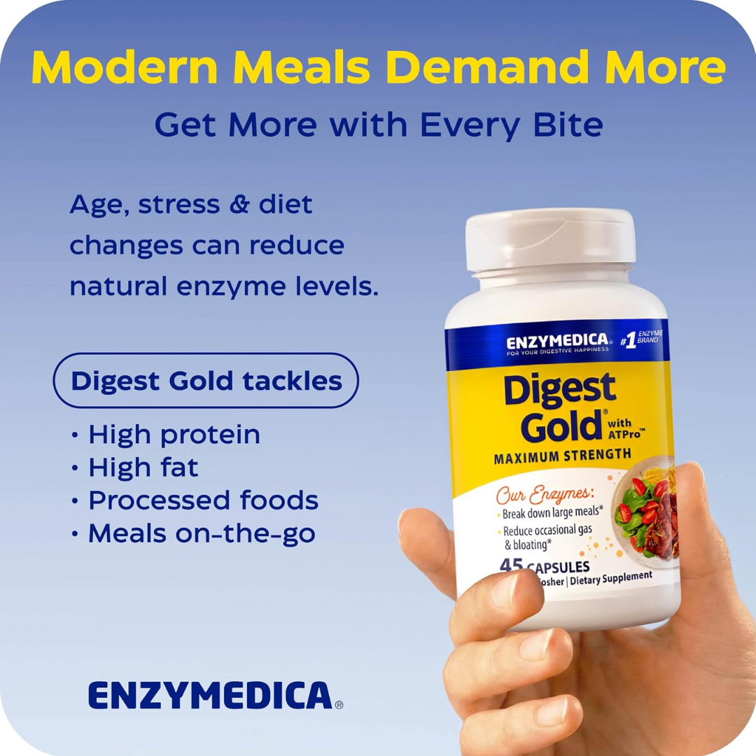 Enzymedica Digest Gold with ATPro Maximum Strength, 45 Capsules
