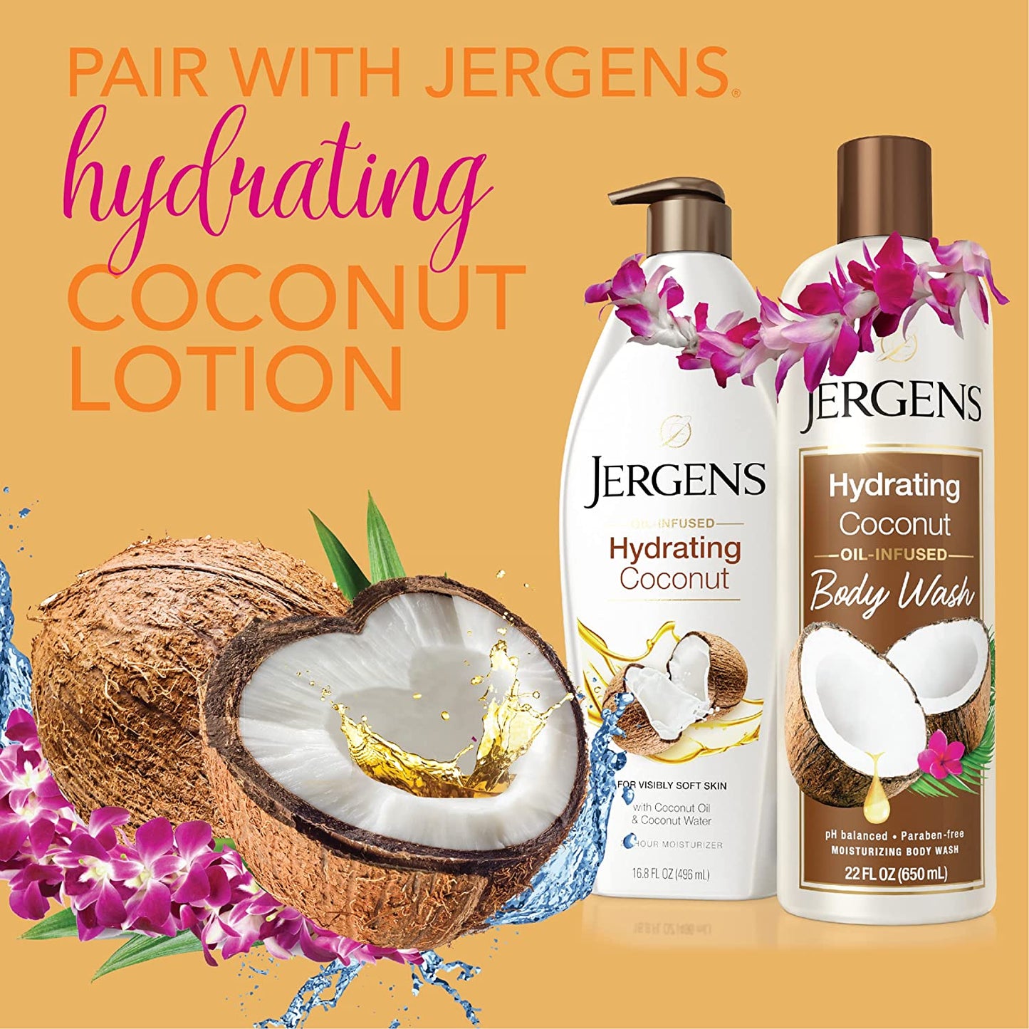 Jergens Hydrating Coconut Oil-Infused Moisturizing Body Wash, 22 fl.oz / 650ml