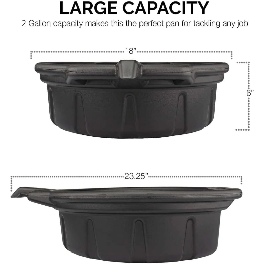 Neiko Drain Pan Black - 2 Gallon, 20762A