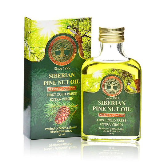 Siberian Treasure Siberian Pine Nut Oil Premium Quality First Cold Press Extra Virgin, 3.4 fl.oz / 100ml