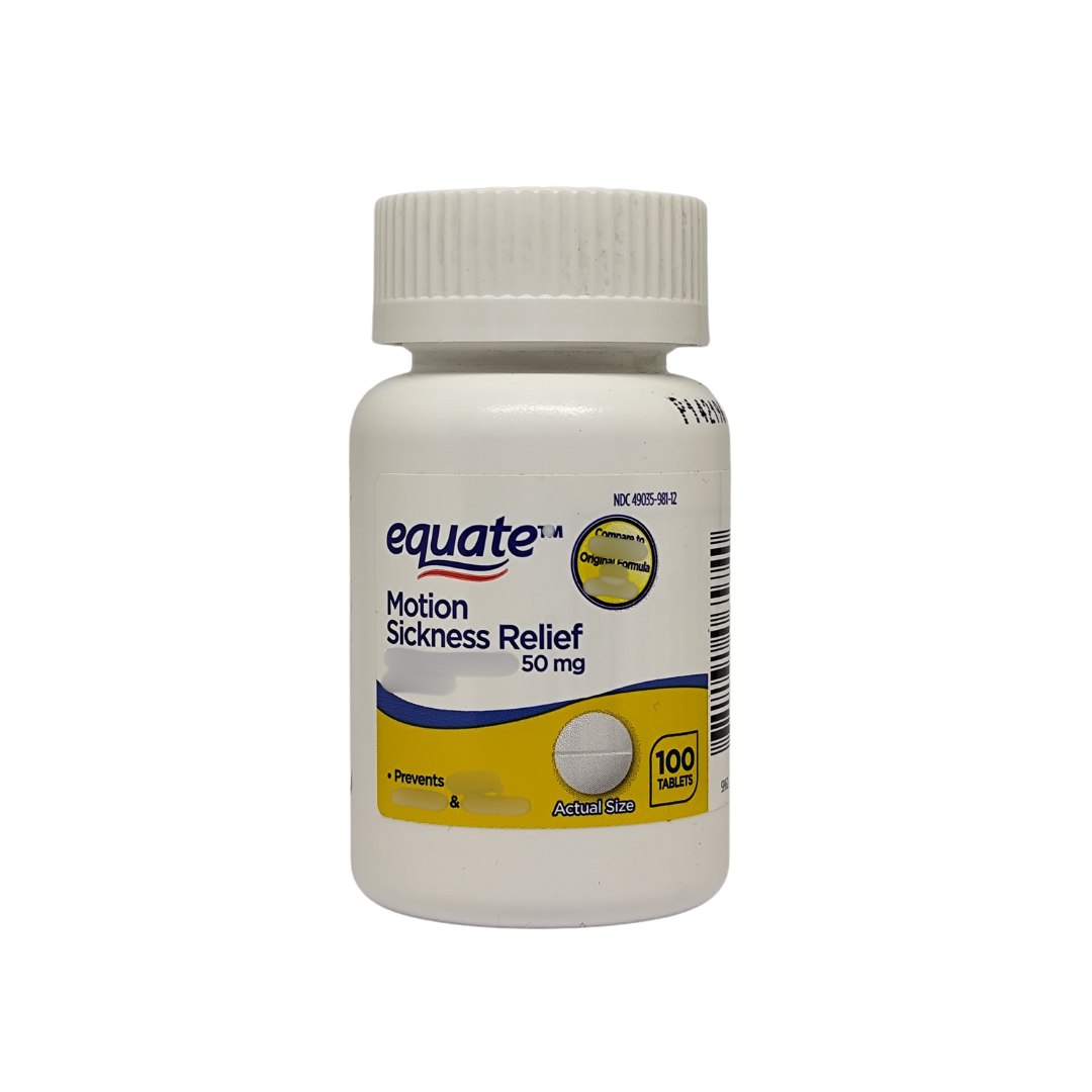 Equate Motion Sickness Relief 50 mg, 100 Tablets
