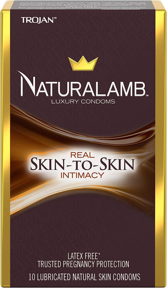 Trojan Naturalamb Real Skin-To-Skin Intimacy (10 Lubricated Natural Skin Condoms)