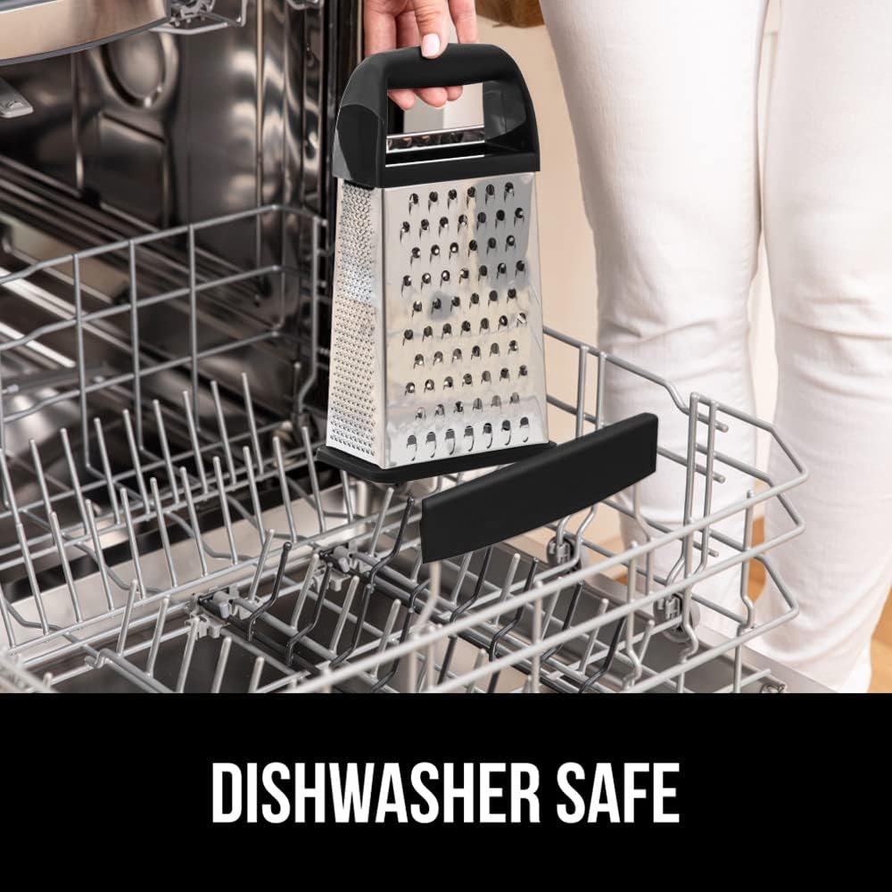 Gorilla Grip Box Grater 4 - Sided Cheese Grater With Container, Black