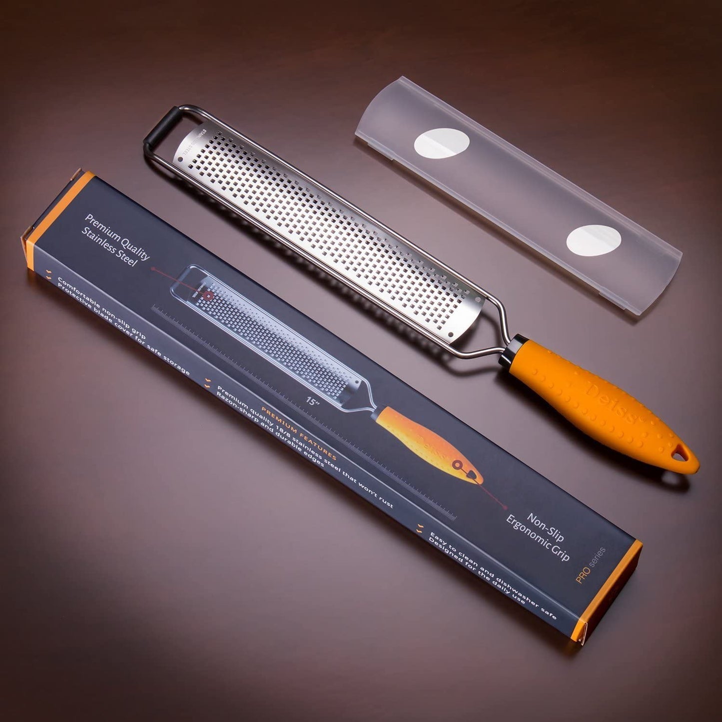 Deiss PRO Citrus Zester & Cheese Grater Stainless Steel, Wide & Dishwasher Safe