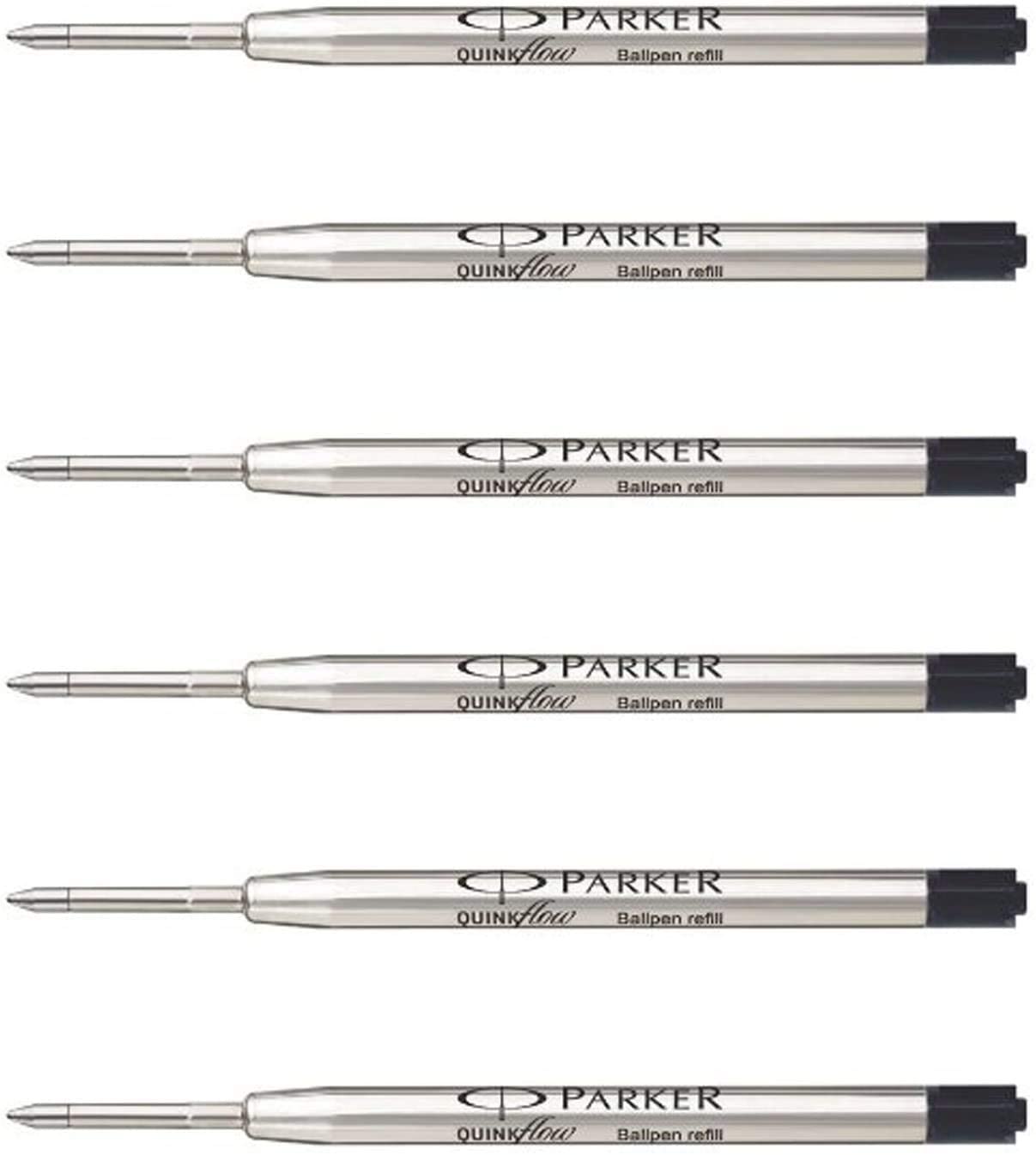 Parker QuinkFlow Ink Refill for Ballpoint Pens, Medium Point, Black Pack of 6 Refills