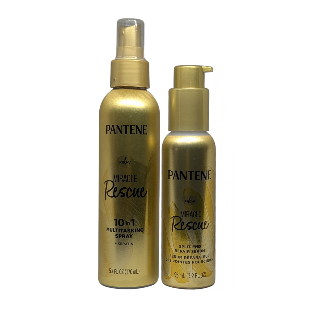 Pantene Pro - V Miracle Rescue 10 in 1 Multitasking Spray 5.7 Oz + Split End Repair Serum, 3.2 Oz