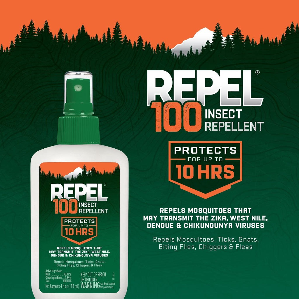 Repel 100 Insect Repellent Spray Protect up to 10 HRS, 4 fl.oz / 118ml