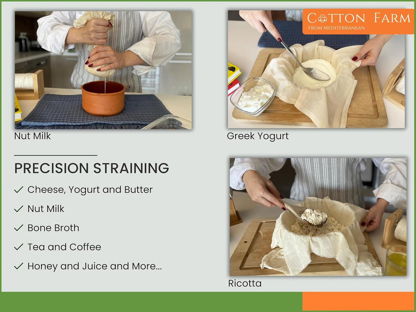 Cotton Farm Cheese Cloth Grade 100 Straining 100% Unbleached Cotton, 36 X 36 Inches