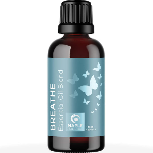 Maple Holistics Breathe Essential Oil Blend with Eucalyptus, Peppermint, Tea Tree and Spearmint Oil for Diffusers, 1 fl.oz / 30 ml