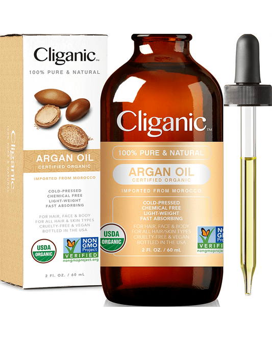 Cliganic 100% Pure & Natural Organic Argan Oil for Hair, Face & Body, 2 fl.oz / 60ml