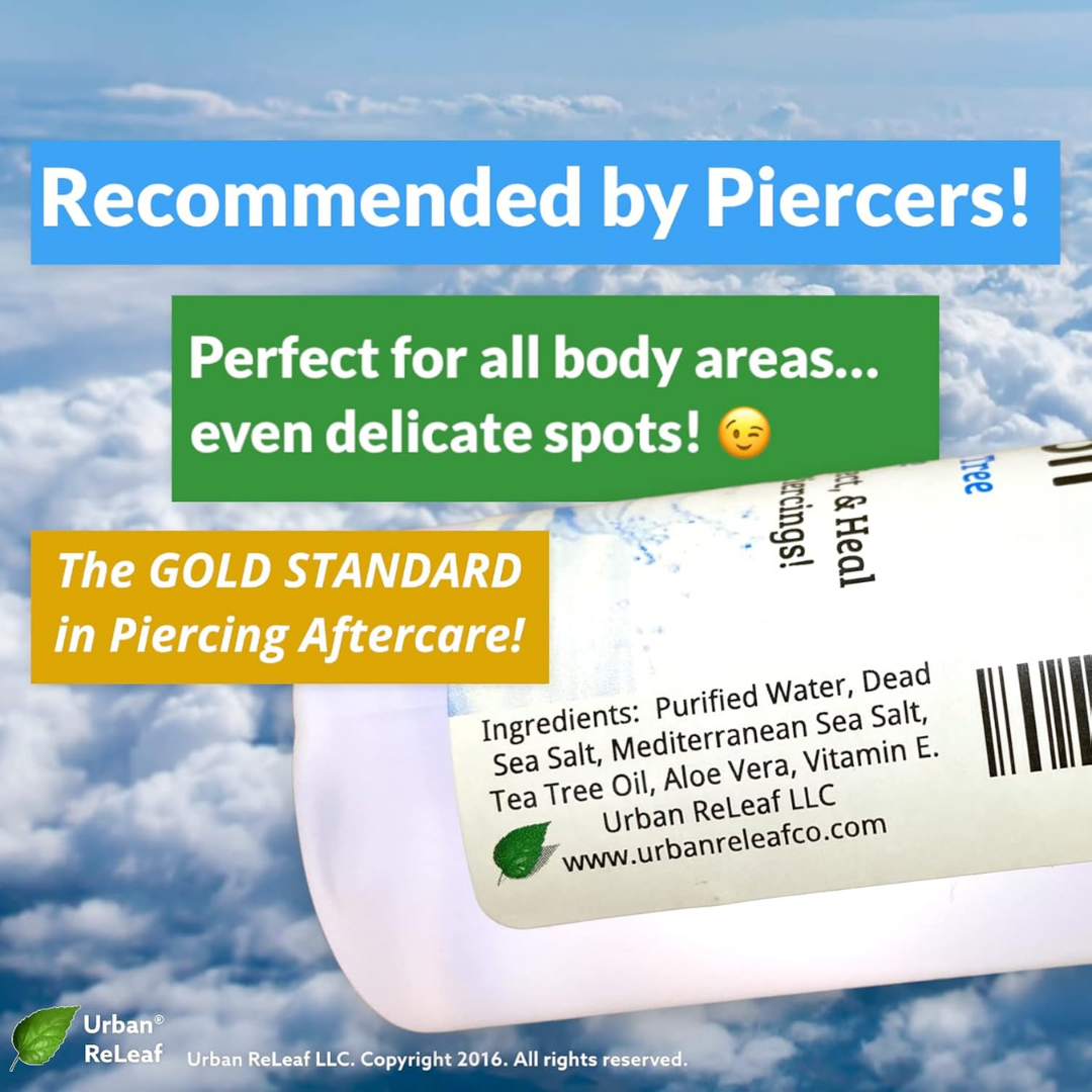 Urban Releaf Piercing Solution Soothing Sea Salt - Tea Tree After Care  4 fl oz