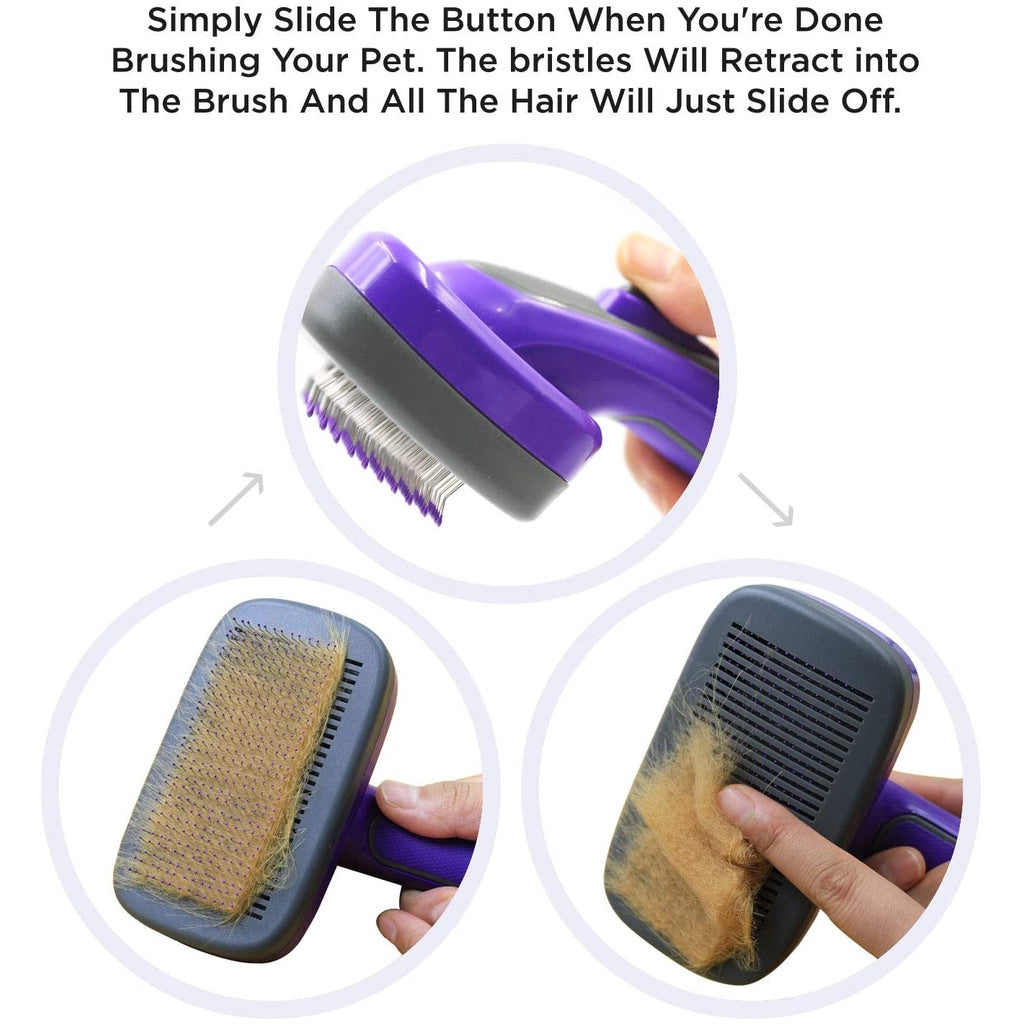 Hertzko Self Cleaning Pet Slicker Brush with Plastic Tips for Sensitive Dogs and Cats, Small