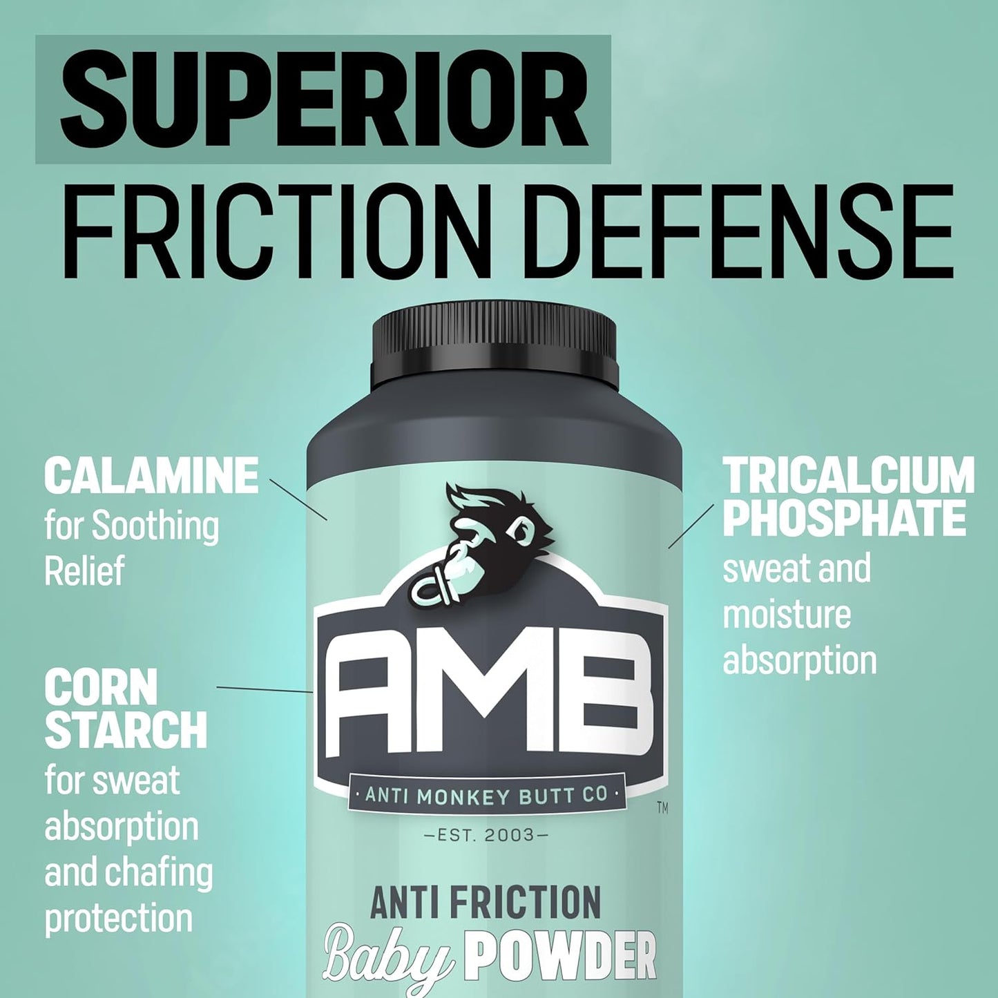 Anti Monkey Butt Co. Anti Friction Baby Powder with Calamine 8oz / 227g
