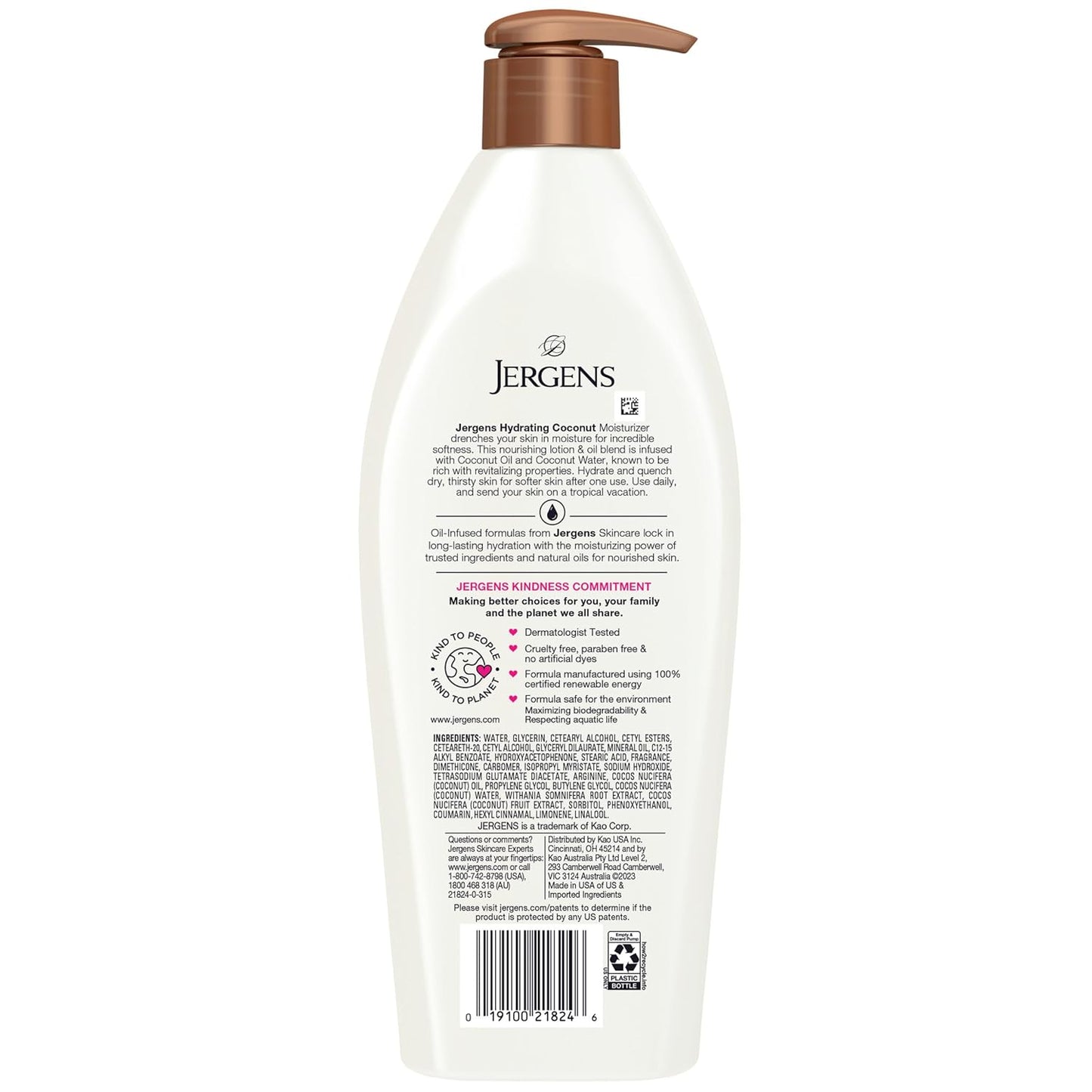 Jergens Oil-Infused Hydrating Coconut For Soft Skin With Coconut Oil 16.8 fl oz / 496ml
