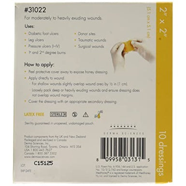 Medihoney With Calcium Alginate and Active Leptospermum Honey 2"x2" Dressing, 1 Piece