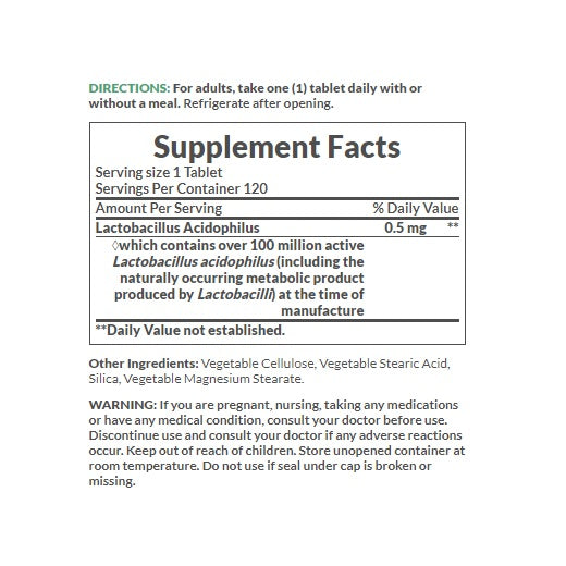 Nature's Bounty Probiotic Acidophilus, 120 Tablets