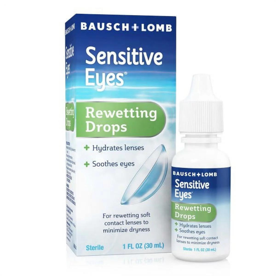 Bausch & Lomb Sensitive Eyes Rewetting Drops Hydrates Lenses, Soothes Eyes (1 fl oz / 30ml)