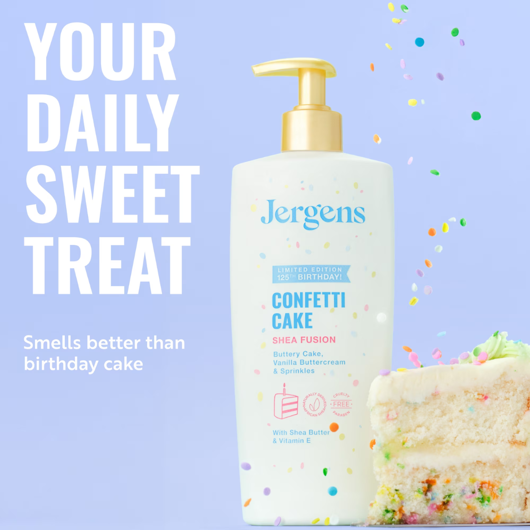 Jergens Confetti Cake Shea Fusion Body Lotion, 14 oz / 414 ml