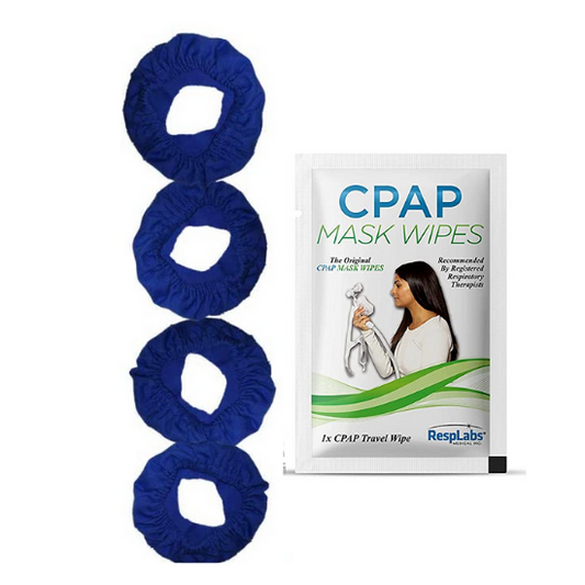 RespLabs CPAP Mask Liners Fabric with 1 Sample RespLabs CPAP Cleaning Wipe, 4 Pack