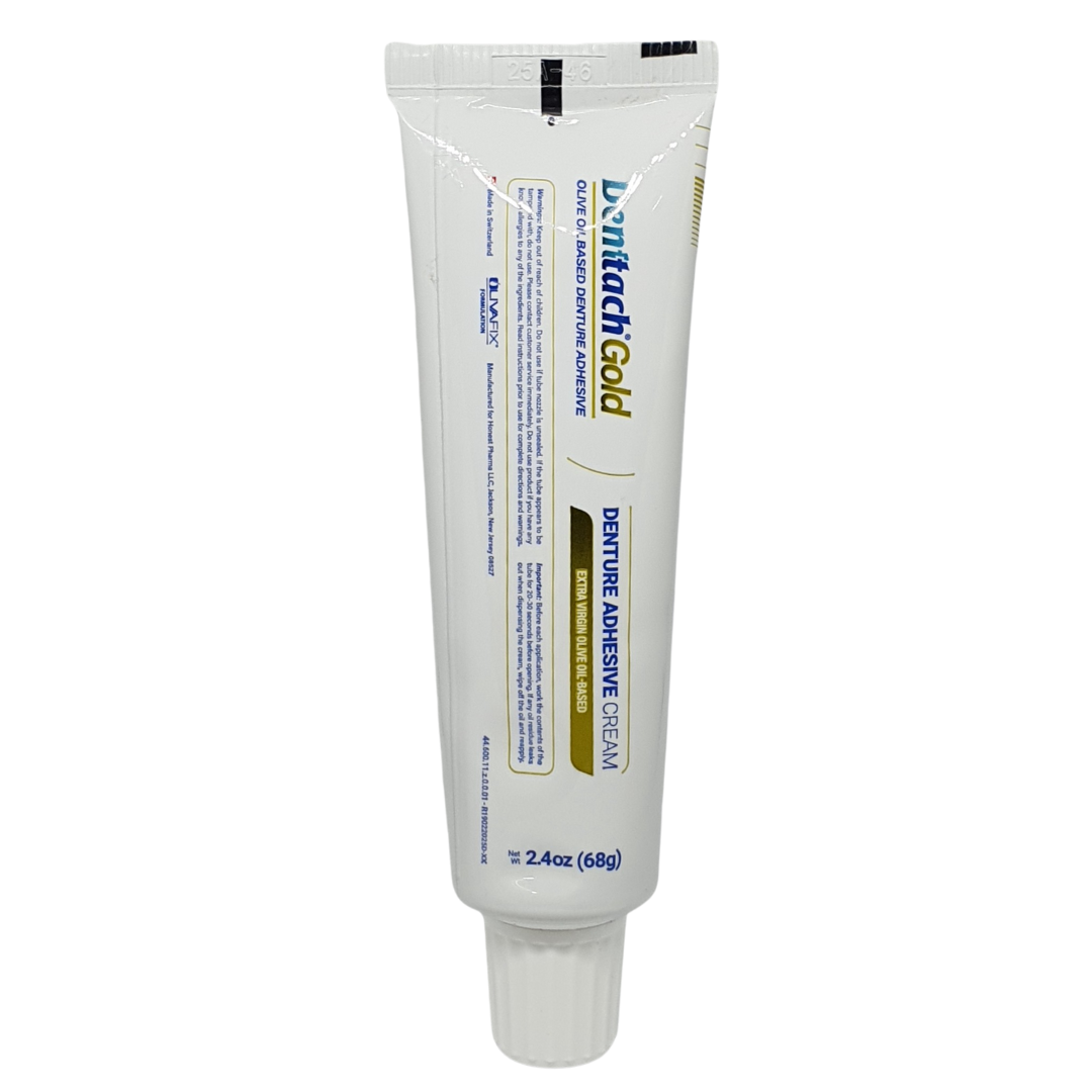 Denttach Gold Olive Oil Based Denture Adhesive, 2.4 oz / 68 g