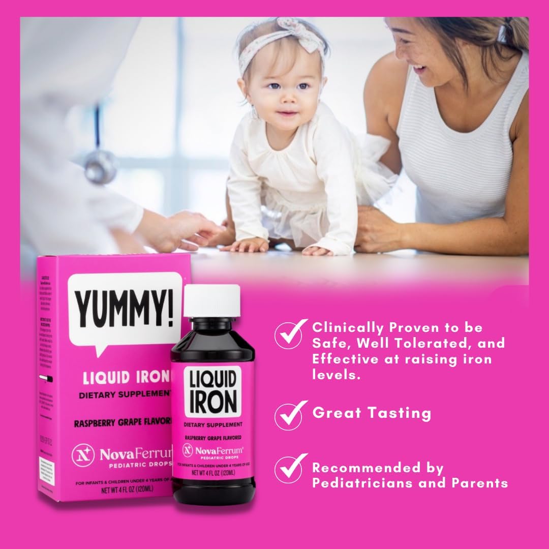 Yummy Iron Raspberry Yummy Liquid Iron Dietary Supplement Raspberry Grape Flavored 4 fl oz ...