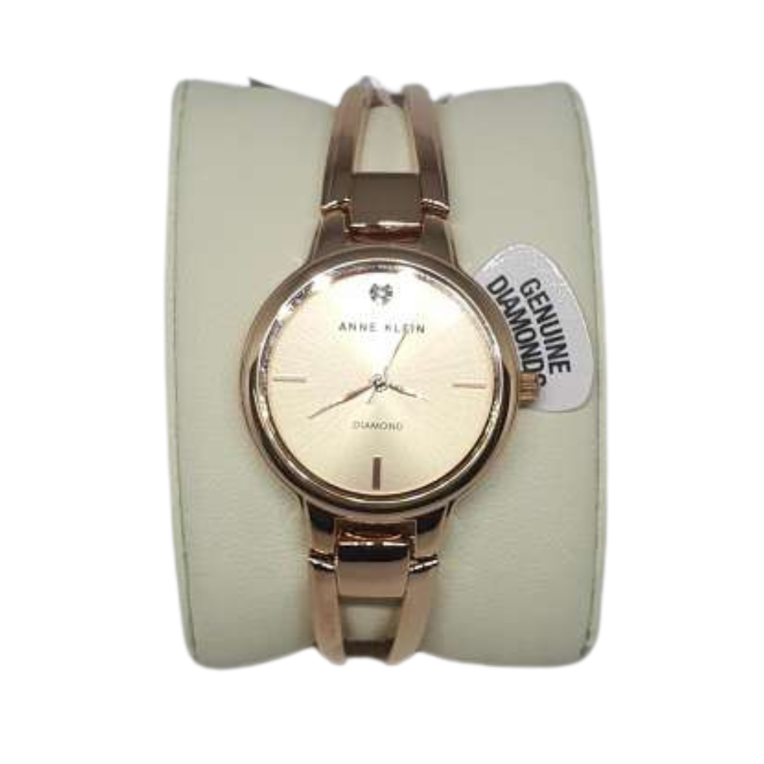 Anne Klein Women's Genuine Diamond Dial Bangle Watch Rose Gold