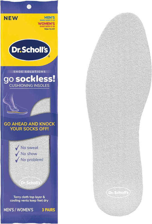 Dr. Scholl's Go Sockless Cushioning Insoles, Unisex (3 Pairs)