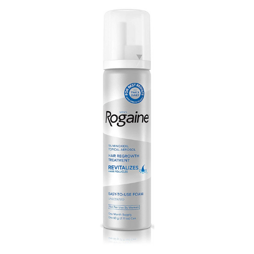 Mens ROGAINE 5% Minoxidil Topical Aerosol, Hair Regrowth Treatment (Unscented Foam) One Month Supply