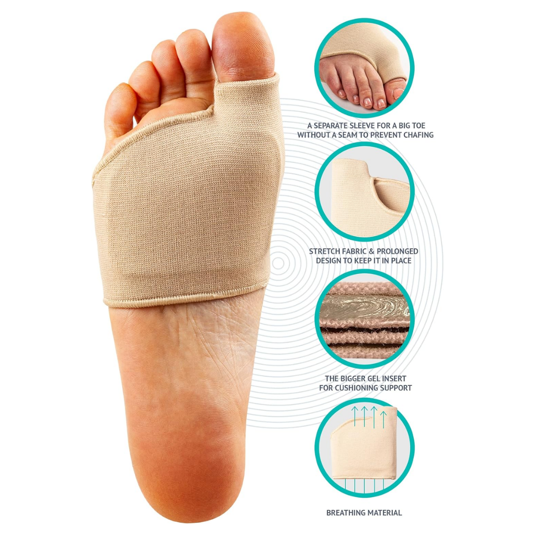 BRISON Metatarsal Pads for Women and Men Ball of Foot Cushion 2 Pairs,  (Men 10-12, Women 11.5-13.5), Beige